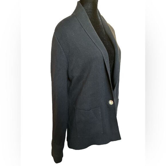 Summersalt Knit Weekend Blazer Size Medium Black Organic Cotton Classic Preppy - Picture 4 of 8